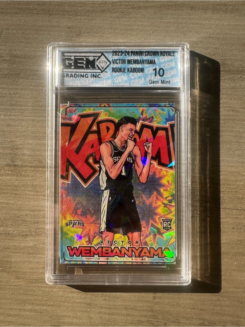 Victor Wembanyama Rookie Gem Mint 10 2023/24 Panini Kaboom #11 Novelty Card.